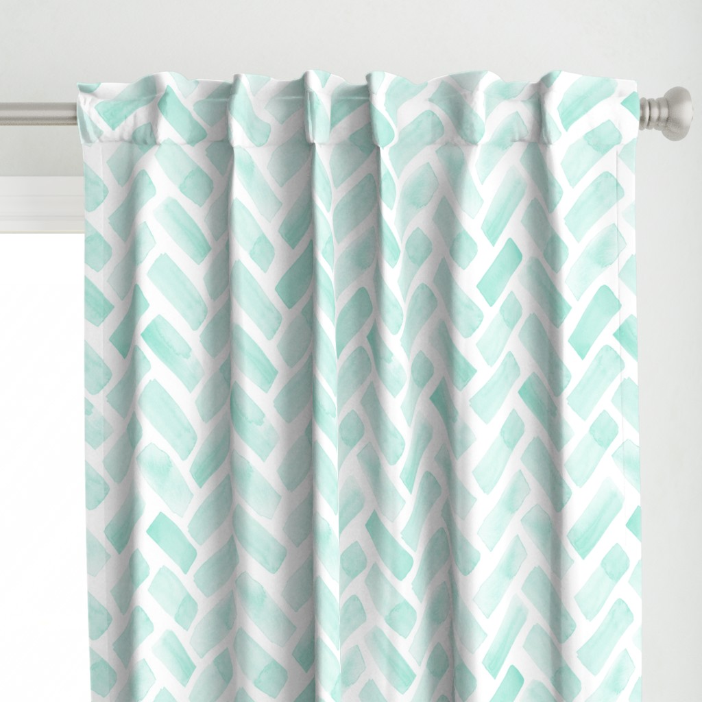 (jumbo scale) watercolor herringbone - aqua