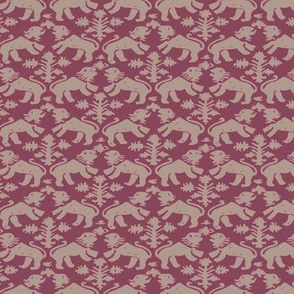 Fortuny Mauve Lion with Dusty Rose Back