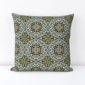 Isabella, Rosette Medallion, Teal Green watercolor