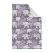 Mehndi elephants in lavender and grey