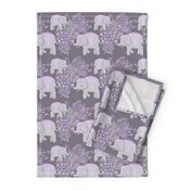 Mehndi elephants in lavender and grey