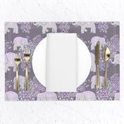 Mehndi elephants in lavender and grey