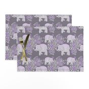 Mehndi elephants in lavender and grey