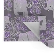 Mehndi elephants in lavender and grey