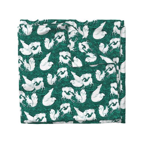 Arctic foxes in mint and black