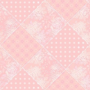 Coral pink patchwork made from plain fabric scraps