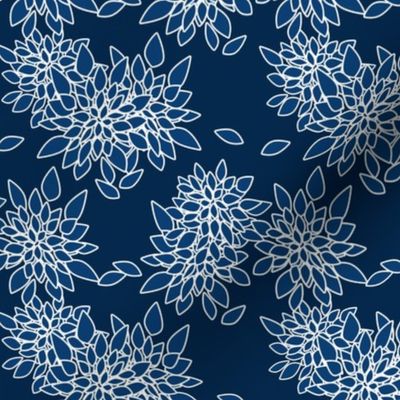white blue abstract floral pattern retro sixties