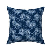 white blue abstract floral pattern retro sixties