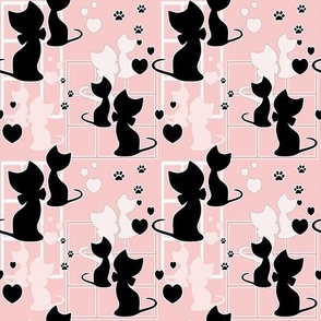 cat tracks, cats, animals black and pink