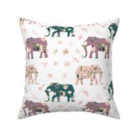 blush floral elephant with pink gold floral
