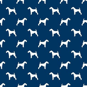 Airedale Terrier silhouette (smaller) dog fabric fabric navy