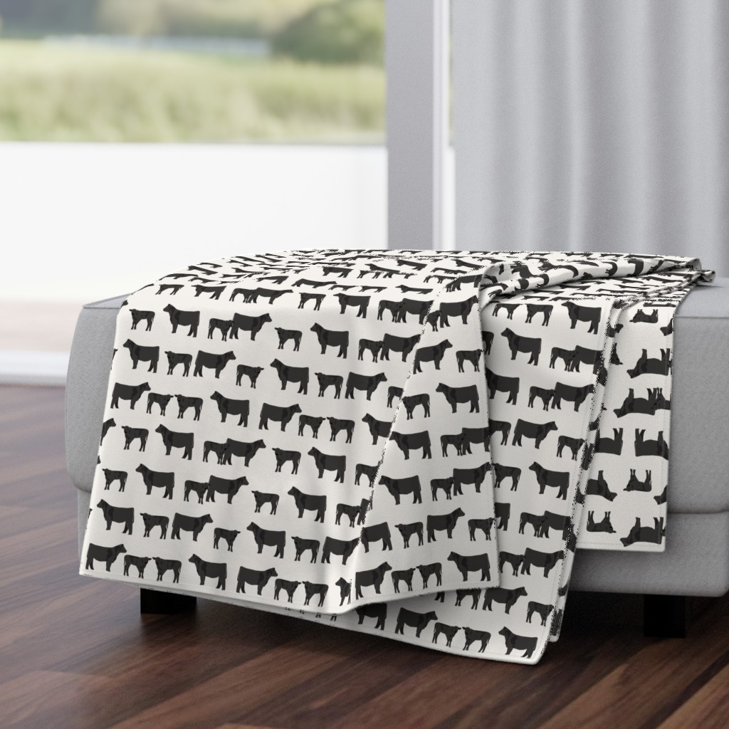 black angus fabric cattle and cow fabric cow design - cream