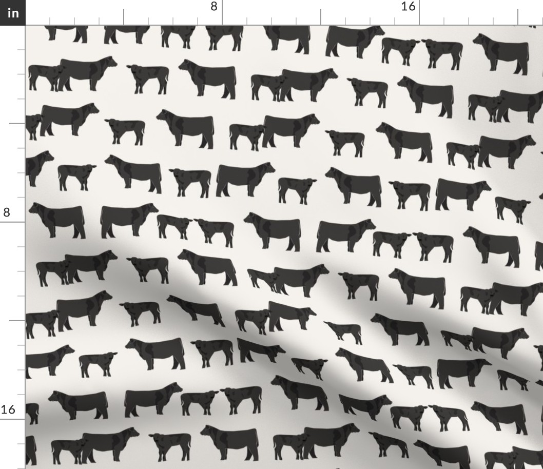 black angus fabric cattle and cow fabric cow design - cream