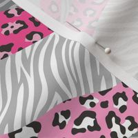 Cheetah Leopard Zebra Animal Stripes Pink Grey Black & White