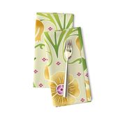 yellow and green Art Nouveau flowers | large jumbo scale