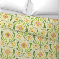 yellow and green Art Nouveau flowers | large jumbo scale