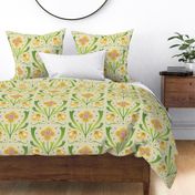 yellow and green Art Nouveau flowers | large jumbo scale