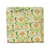 yellow and green Art Nouveau flowers | large jumbo scale