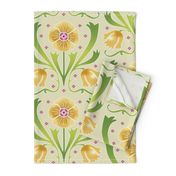 yellow and green Art Nouveau flowers | large jumbo scale