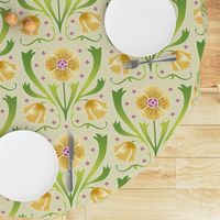 yellow and green Art Nouveau flowers | large jumbo scale