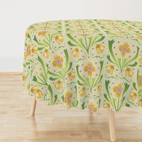 yellow and green Art Nouveau flowers | large jumbo scale