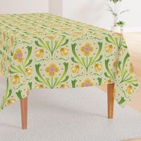 yellow and green Art Nouveau flowers | large jumbo scale
