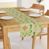 yellow and green Art Nouveau flowers | large jumbo scale