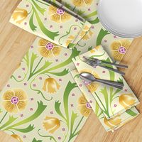 yellow and green Art Nouveau flowers | large jumbo scale