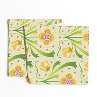 yellow and green Art Nouveau flowers | large jumbo scale