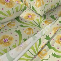 yellow and green Art Nouveau flowers | large jumbo scale