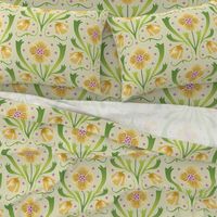 yellow and green Art Nouveau flowers | large jumbo scale