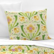 yellow and green Art Nouveau flowers | large jumbo scale