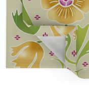 yellow and green Art Nouveau flowers | large jumbo scale