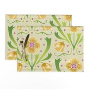 yellow and green Art Nouveau flowers | large jumbo scale