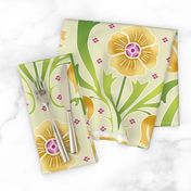 yellow and green Art Nouveau flowers | large jumbo scale