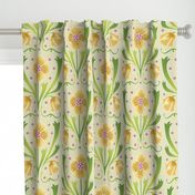 yellow and green Art Nouveau flowers | large jumbo scale