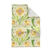 yellow and green Art Nouveau flowers | large jumbo scale