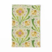 yellow and green Art Nouveau flowers | large jumbo scale