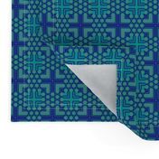 Blue Green Geometric Cross Tile © Gingezel™ 2011