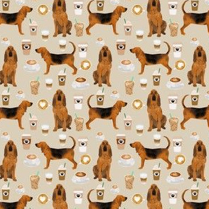 bloodhound fabric smaller dogs and coffees design - sand