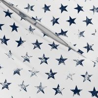 Distressed Navy Blue Stars on White (Grunge Vintage 4th of July American Flag Stars)