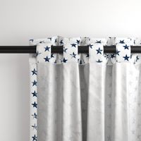 Distressed Navy Blue Stars on White (Grunge Vintage 4th of July American Flag Stars)