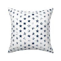 Distressed Navy Blue Stars on White (Grunge Vintage 4th of July American Flag Stars)