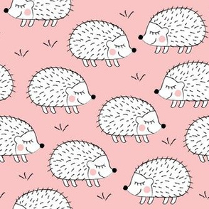 white hedgehogs on pink