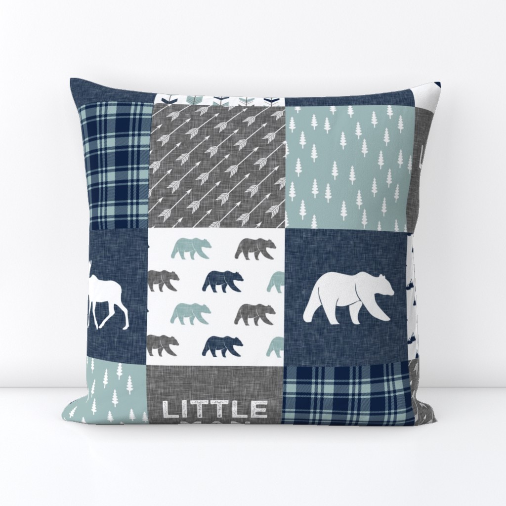 Happy Camper / Little Man - bear and moose - navy and dusty blue 