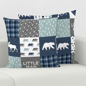 Happy Camper / Little Man - bear and moose - navy and dusty blue 