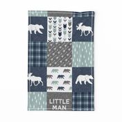 Happy Camper / Little Man - bear and moose - navy and dusty blue 