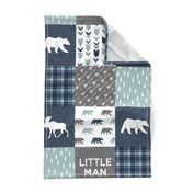 Happy Camper / Little Man - bear and moose - navy and dusty blue 