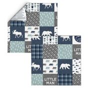 Happy Camper / Little Man - bear and moose - navy and dusty blue 
