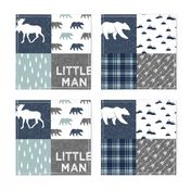 Happy Camper / Little Man - bear and moose - navy and dusty blue 